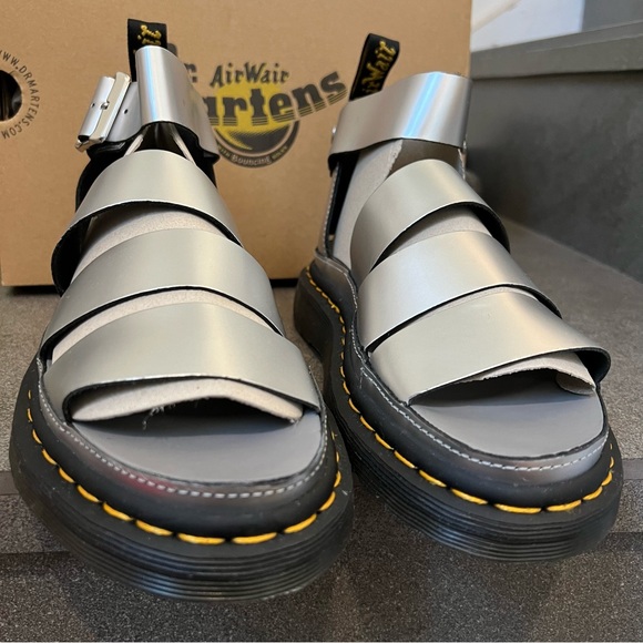 Dr. Martens Clarissa II Silver Metallic Leather Sandals, Size 6, NIB - Picture 10 of 13